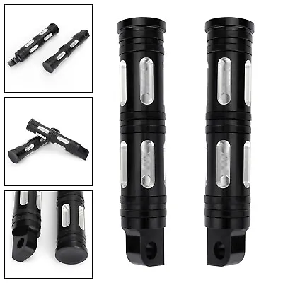 CNC Cut Motorcycle Black Foot Pegs For Bobber Chopper Touring Sportster Softail • $13.98