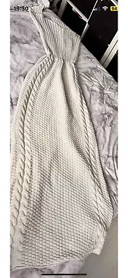 Mermaid Tail Crocheted Sofa Snuggie Blanket - Cream • £5