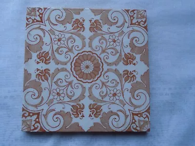 Old Victorian / Edwardian Brown Geometric  Patterned Tile 6  X 6  • £14.95