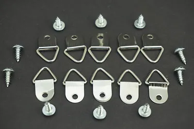 Heavy Duty Picture Frame Wall D Ring Hanging Brackets Hook Canvas Mirror & Screw • £2.39