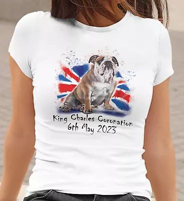 King Charles Iii British Bulldog Coronation 2023 T Shirt Union Jack Adults Kids • £8.99