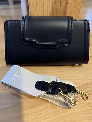 Zara Mini Flap Crossbody/Clutch City Convertible Bag Purse Black  W/ T-monogram • $42