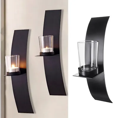 2pcs Curved Metal Candle Holder Wall Mounted Tealight Candle Bracket Candlestick • £9.95