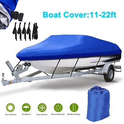 £31.99 • Buy 14-22ft Heavy Duty Boat Cover Waterproof Dinghy SpeedBoat Fish Ski V-Hull NEW