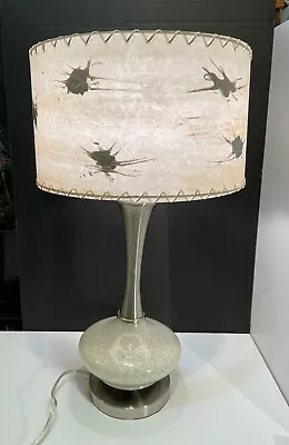 Atomic Mid Century Modern Table Lamp Metal & Glass With Painted Fiberglass Shade • $225