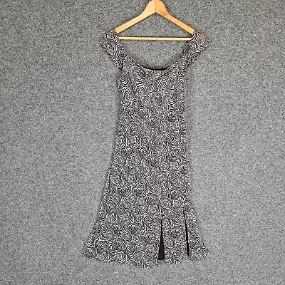 Basque Petites Womens Midi Dress Size 10 Black White Sleeveless Lined Polyester • $7.49