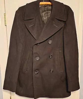 Vintage WWII Era US Navy Naval Clothing Factory Peacoat Cord Pockets Size 36 • $29.99