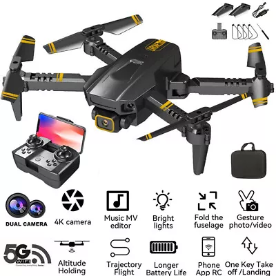 $46.99 • Buy 5G 4K GPS Drone HD Camera Drones WiFi Foldable RC Quadcopter With 3 Batteries