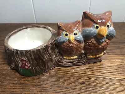 Vintage Ceramic OWL Pair Planter Signed VS (Perfect For Succulents) • $9.74