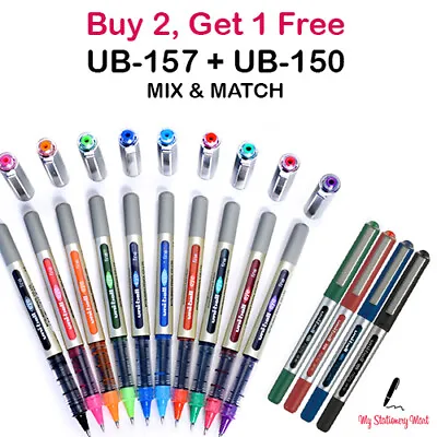 UNI-BALL UNIBALL EYE FINE UB-157 GEL PEN 0.7mm MICRO UB-150 ROLLERBALL PENS 0.5m • £1.89