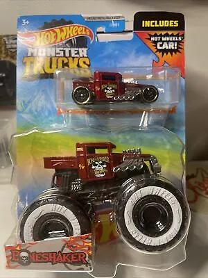 Hot Wheels Monster Trucks  BONESHAKER & CAR  - New Sealed • $12