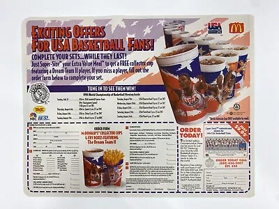 Vintage McDonald’s Tray Liner NBA Team USA 1994 World Championship Of Basketball • $20