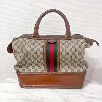 Old Gucci Boston PVC Leather Handbag Auth Vintage Sherry Line JUNK #3705 • $233