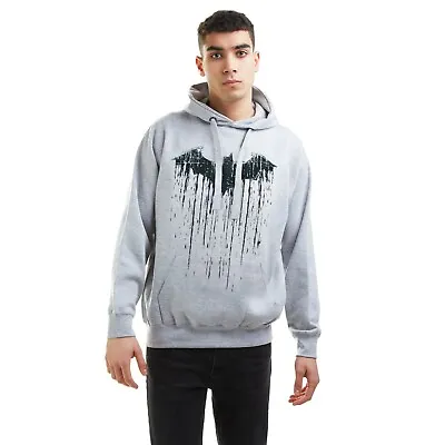 Batman Mens Hoodie Logo Spray Paint Pullover Jumper Grey S-XXL Official • £24.99