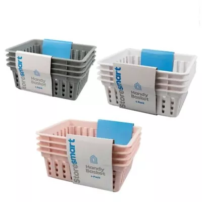 £5.94 • Buy 4pk Plastic Handy Basket Storage Hamper Home Bathroom Kitchen Office Box G3467