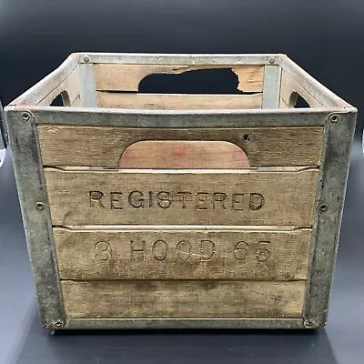 Antique Hood Dairy Crate Wood Metal Milk Bottle Milkman Transport Box Cow Farm • $60