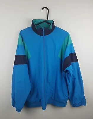 Active Vintage 90s Blue Athletic Sports Festival Tracksuit Top Shellsuit Jacket • £9.99