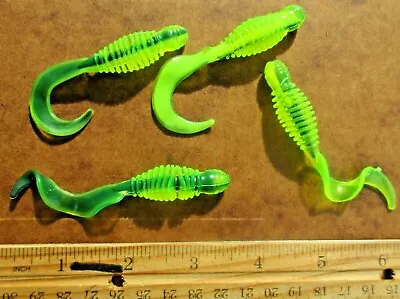 25ct CHARTREUSE CORESHOT MIX 3  CURLY TAIL RING GRUBS Bass Fishing Lures  Baits • $12.99