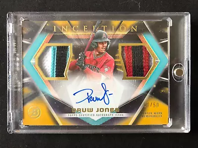 2023 The Topps Druw Jones Patch Auto 50/50🔥 Inception Baseball #iadr-djs Pf • $7.50