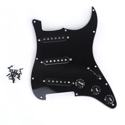 Musiclily 3Ply Black SSS Loaded Prewired Pickguard Alnico 5 Pickup For ST Guitar • $55.67