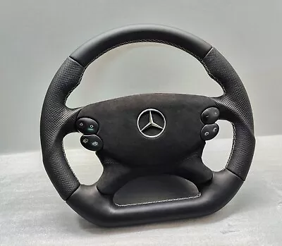 Mercedes R230 Sl55 Amg Steering Wheel Flat Leather Silver Cls W211 Clk W209 E55 • $935