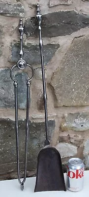 £39.99 • Buy Antique Victorian / Georgian Iron Fireplace Tongs & Shovel, Neoclassical Style