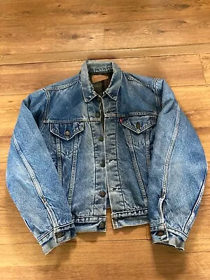 Vintage Levi’s Denim Jacket Size 46 Blanket Lined Trucker USA Coat • £30