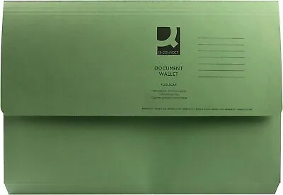 Q-Connect Document Wallet Foolscap Green (PACK OF 50) KF23012 285gsm Manilla • £13.99