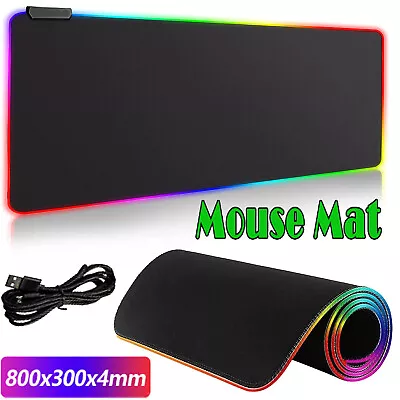 Gaming Mouse Pad Extra Large Size Desk LED Light Mat Anti-slip Rubber Speed AUS • $23.49