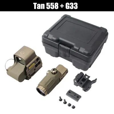 558 Holographic Red/Green Dot Sight + G45/G43/G33 3/5x Magnifier 20mm Hunting US • $99.99