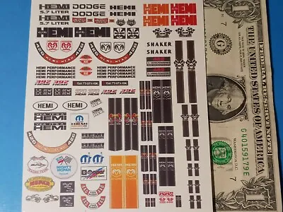 Water Slide Decals 1:24 Nascar Mighty Mopar Dodge Charger Hemi  Clear Back • $3.95