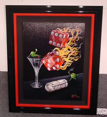 **Michael Godard- SHOOT THE WAD -Gambling-Las Vegas-Craps-Poker-Olive-Art**  • $2995