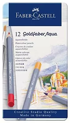 Faber-Castell Goldfaber Aqua Watercolor Pencils - Tin Of 12 Colors Pre-Sharpene • $16.32