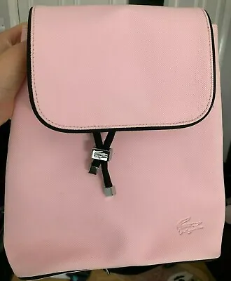 Brand New: Lacoste Baby Pink Backpack - Black Lacoste Straps Silver Hardware • £45