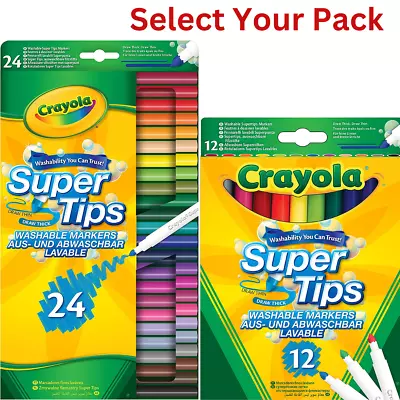 24 CRAYOLA Washable Markers Felt Tips Colouring Pens Art School Fine Brush Paint • £7.99