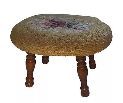 Vintage/antique Needlepoint Footstool Stool Roses • $39.99