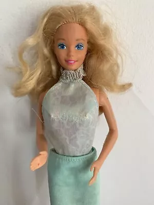 Vintage 80s 1985 Superstar Era Magic Moves Barbie Doll Teal Dress No Shoes • $24.99