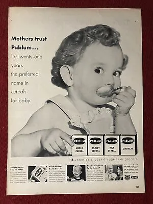 Pablum Cereal “Mothers Trust Pablum” WW2 1940’s Print Ad - Great To Frame! • $6.95