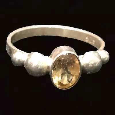 Sterling Silver Citrine Ring Size 7.5 • £34.06