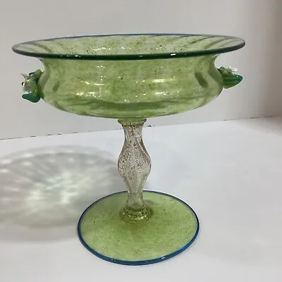 Antique Murano Venetian Art Glass Pedestal Compote On Stem 6” • $100