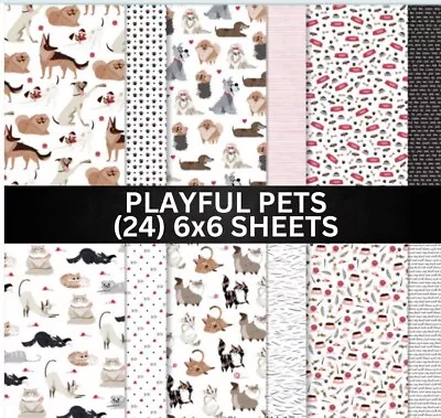 Stampin Up PLAYFUL PETS Designer Series Paper Pampered Dog Cat (24) 6x6 Shts • $14.87