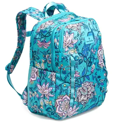 Vera Bradley Lighten Up Water-Repellent Sporty Large Backpack Peacock Garden • $104.95