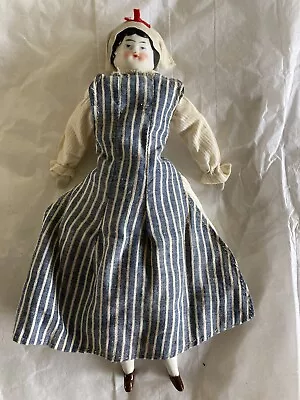 Antique China Doll In Nurses Uniform 8 Inches • $34.99