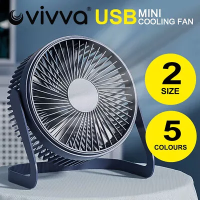 Vivva 4/8 Inch Portable Mini USB Cooling Fan 360° Rotation Small Desktop Quiet • $15.45