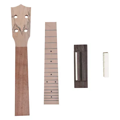 Concert Ukulele Neck Maple Fretboard Fingerboard Tuning Pegs Bridge Bone Nut Kit • $35.19