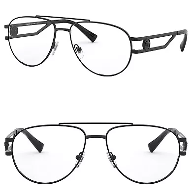 VERSACE Pilot Medusa Logo Matte Black VE1269 Eyeglasses 1269 Optical Frame 55mm • $136.50