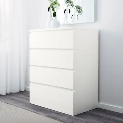 Ikea Malm Home Office Living Room Storage OrganisationWhite Chest Of 4 Drawers • £220.50
