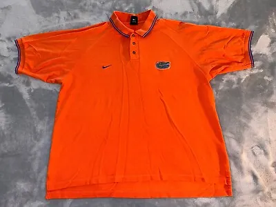 Vintage Nike Florida Gators Spurrier Era Orange Micro Check Polo L Large RARE • $17.99