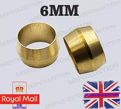 £6.50 • Buy 10 X 6mm Brass Olive Barrel Plumbing Compression Fitting Olives Water Pipe Gas
