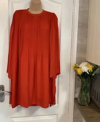 Zara Basic Collection Size S (8-10) Red Plisse Smock Dress 🧡 • £0.99